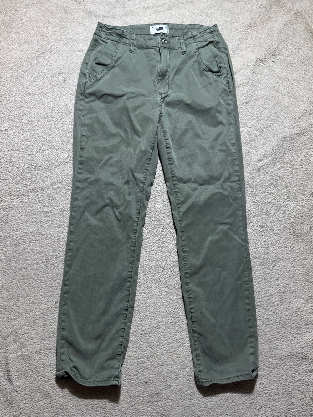 Paige Pants Womens 27 Green Skinny Casual Slacks High Rise Lenzing Lyocell 28x28